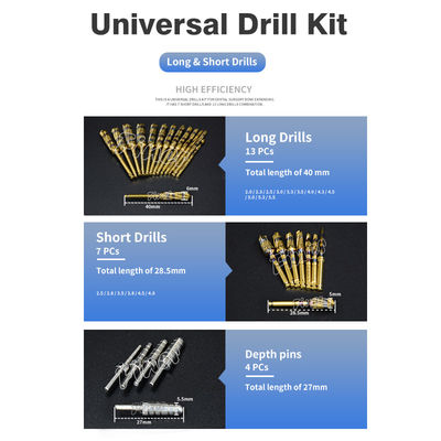 Kit di trivellazioni lunghe e corte per l'identificazione ossea Kit di trivellazioni per l'impianto dentale