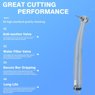 4 fori Turbina dentaria ad aria Handpiece dentale veloce Handpiece dentale ad alta velocità