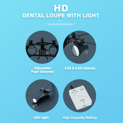 Loop dentale ad alta definizione con luce 3.5X e 2.5X Opzioni Loop dentale
